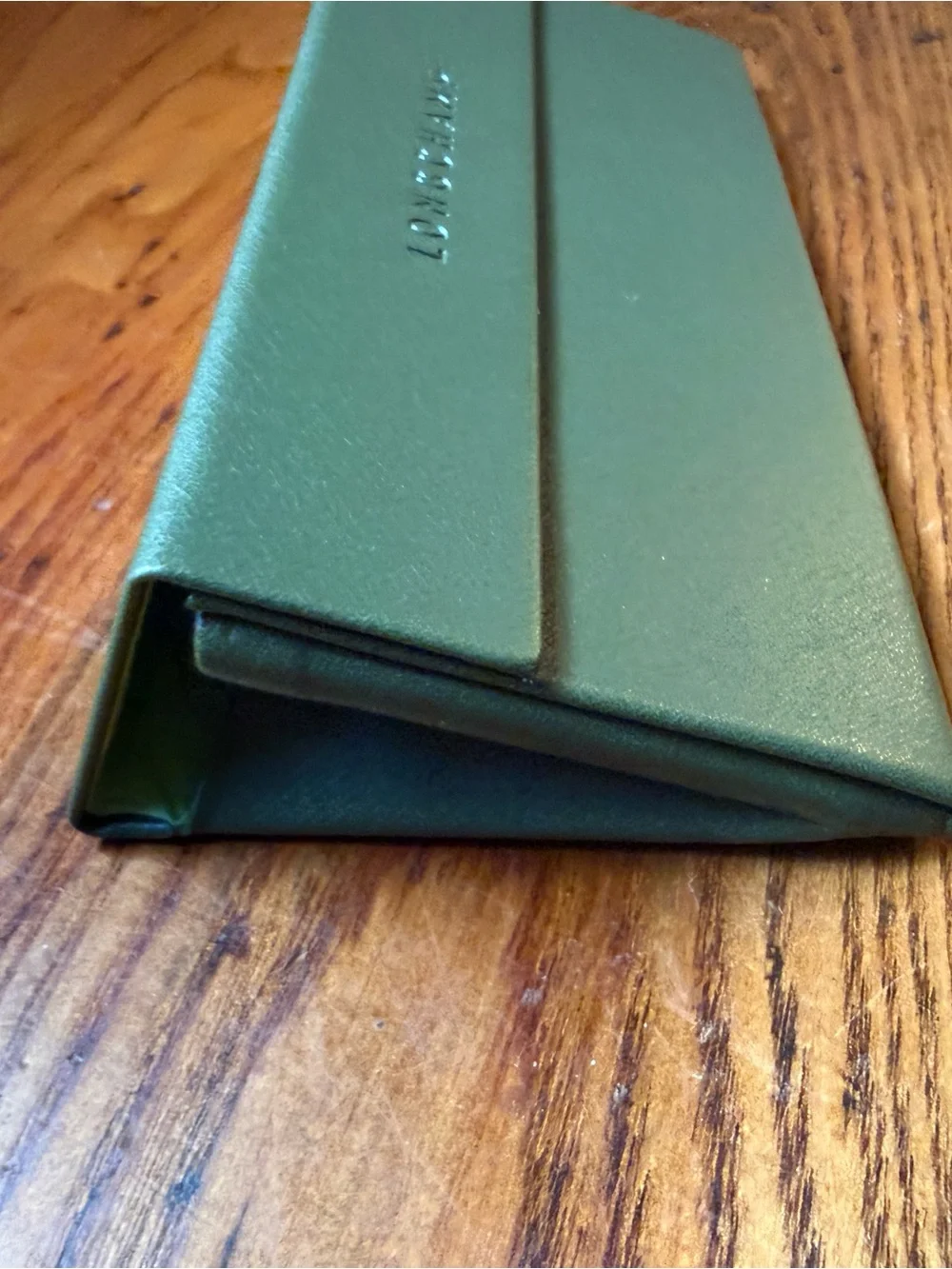Longchamp Dark Green Leather Eyewear Case